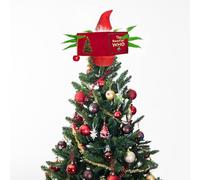 Christmas Tree Topper Green Monster Hiding Behind Book Funny Green Monster with Santa Hat Christmas Decoration for Christmas Tree Holiday Party Supplies (Style B, One Size)