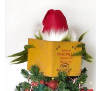 Christmas Tree Topper, Grinch Christmas Decorations Funny Green Monster Hiding Behind Book Treetop for Xmas Holiday Christmas Tree Party Supplies (Style 1, 35cm)