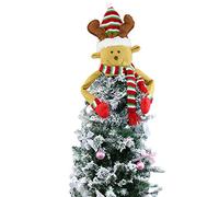 Christmas Tree Topper Hat Snowman Hugger Elk Hugger Large Santa Tree Topper Top Hat with Red Scarf Christmas Tree Decorations Xmas Ornament Winter Holiday Wonderland Party Supplies