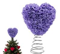 Christmas Tree Topper Heart Shape Rose Flower Decoration With Spring Base Xmas Decor Festive Holiday Ornament decorations crochet Day christmas large For Day topper topper tree,valentines orna