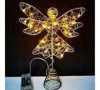 Christmas Tree Topper Lighted - Christmas Light Up Angel Tree Topper | Decorative Treetop Figurines for Indoor Living Room Bedroom Porch Patio Garden Yard Farmhouse Balcony