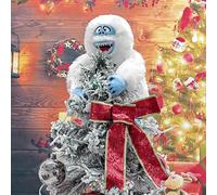 Christmas Tree Topper Novelty Snowman Monster Hugger with Smiling Plush Christmas Tree Ornaments Decorations New Year's Day Gift (White, 1Pcs)