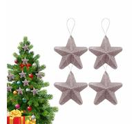 Christmas Tree Topper Plastic Tree Topper Rose Gold Glittered Stars Christmas Tree Decoration Xmas Decor Ornaments Tree Top Star Glitter Coating Hanging Attached Loop Thread (4Pack)