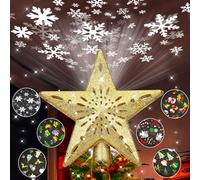 Christmas Tree Topper Projector Lighted Decorations,6 Projection Modes,Rotating Xmas Tree Topper Snowflake Star Light Decorations