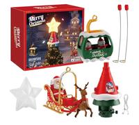 Christmas Tree Topper, Rotating Treetop Decoration With Light & Music, Electric-Rotating Star Christmas Tree Topper Ornament, With Led Star Santa Claus And Reindeer Sleigh For Christma-s