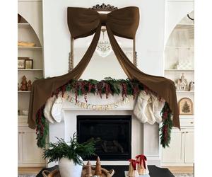 Christmas Tree Topper Satin Bows Decorations For Home Party, Christmas Wreath Bows for Home Party Wedding(Brown)