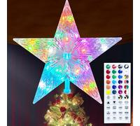 Christmas Tree Topper Star 7" LED Lighted Star Tree Top w/Remote Control, 5-Point Star RGB Night Light Treetop, Small Xmas Tree Decor for Christmas