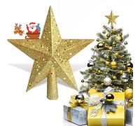 Christmas Tree Topper Star, AOBETAK Glitter Xmas Trees Top Decoration, Plastic Light Weight Hallow Party Trees Stars Home Christmas Ornament 20cm/7.8in (Gold)