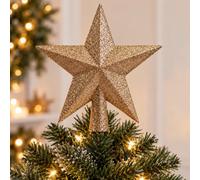 Christmas tree topper star - caramel brown christmas tree decoration - 19cm glitter finish star tree topper - brown christmas tree topper.