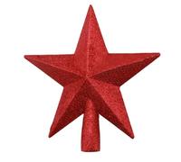 Christmas Tree Topper Star, Glitter Xmas Trees Top Decoration, Plastic Light Weight Hallow Party Trees Stars Home Christmas Ornament 20cm/7.8in (Red)