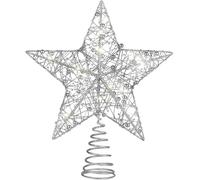 Christmas Tree Topper,Star Glittered Lights Xmas Tree-top Lamp Ornament Party Home Christmas Tree Decor,Silver,30CM x 25CM Convenient and nice