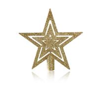 Christmas Tree Topper Star,Gold Glittered Christmas Tree Star Topper Glitter Pentagram Christmastree Toppers Ornament for Home Party Decoration (Gold)