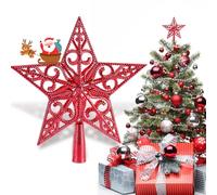 Christmas Tree Topper Star Vintage Lightweight Classic Plastic Hollow Out Xmas Decoration Ideal Christmastide Decor for Nativity Celebrations Ornament