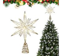 Christmas Tree Topper Star with LED Light | Seasonal Holiday Treetop Decorations,Glittered Tree Top Star with LED Lights | for New Year Indoor Home Bar Shop Bedroom Living Room