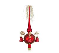 Christmas Tree Topper with Shaped Bead Bell Red Matt Coating L Approx. 28 cm Diameter 7 cm Christmas Tree Ornaments Mouth-Blown and Hand-Decorated Leonischer Wire