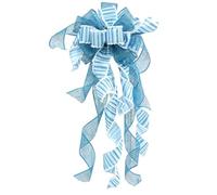 Christmas Tree Topper Wreath Bow Large Sequin Ribbon Bow with Festive Pattern Xmas Ornaments for Indoor Home Party Decor (Sky Blue, 100cm*30cm)