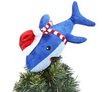 Christmas Tree Toppers 10 x 8 Inch Large Funny Animal Tree Topper Plush Hanging Christmas Ornaments Cute Adorable Xmas Decorations for Holiday Birthday Party Favors (Shark)