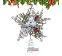 Christmas Tree Toppers | Glittered Christmas Decoration - Creative Tree Topper with Bell for Holiday, Display, Window, Table, Showcase, Workplace, Vacation, Party