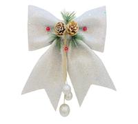 Christmas Tree Toppers Ribbon Bows for Indoor Outdoor Wall Xmas Ornament Treetop Hanging Decorations (B-Silver, 30cm*25cm)