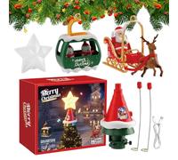 Christmas Tree Toppers,Rotating Treetop Ornament - Tree Topper with LED Light and Music Winter Holiday Home Ornaments for Party Supplies