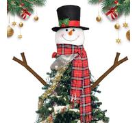 Christmas Tree Toppers Snowman, Winter Treetop Ornament, Cute Snowman Tree Topper Home Decorations for Christmas Party Supplies Winter Holiday Cheer