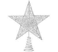 Christmas Tree Toppers Xmas Glitter Silver Hollow Star Treetop Topper for Christmas Tree Decoration