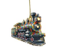 Christmas Tree Train Pendant, Retro Hanging Christmas Theme Pendant, 2D Acrylic Flat Pendant, Rearview Mirrors Car Pendant, Bag Pendant, Personalized Train Christmas Ornaments, Home Decorations