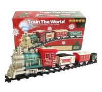 Christmas Tree Train Set - 18 Piece Vintage Interactive Lights Sound | Locomotive, Railway Track Festive Electric Engine Toy, Animated Holiday Scenic Around Tree Playset, Colorful Xmas Moving Ste