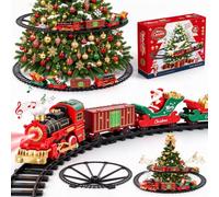 Christmas Tree Train Set, Christmas Train Set With Steam, Lights & Sound | Hanging Train Toys Around Under, Battery Powered Railway Toy, Adjustable Fixing Holders, Fits Universal Sizes Xmas Trees