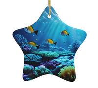 Christmas tree Tranquil Underwater Scenery Print star shaped ceramic Ornaments,Holiday Creative Home Decoration