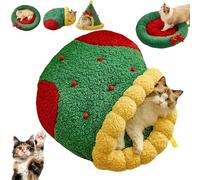 Christmas Tree Triangle Cat Cave Bed, Bed for Cats Dogs, Removable & Washable Winter Closed-Off Cat Bed, Soft Comfortable Cats House Tent, Cozy Den for Sleep Nap & Hide (Type-C, S)