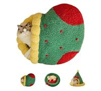 Christmas Tree Triangle Cat Cave Bed, Christmas Stocking, Removable & Washable Winter Bed for Cats & Small Dogs, Cozy Hideaway for Sleeping, Napping, and Playing