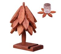 Christmas Tree Trivet,Wooden Coaster with 1 Stand | Heat Insulation Pad with Phone Holder Design | for Home Restaurant Kitchen Eating Table Hot Dishes Teapot Bowl