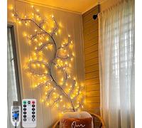 Christmas Tree Twig Lights Garland Decorations for Wall, 96 LEDs Warm White Tree Branch Light with Remote, 8 Modes, USB Powered Fairy Light Flexible Willow Vine for Home Xmas Spring Decor