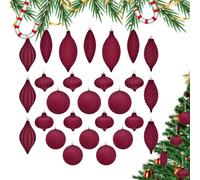 Christmas Tree Velvet Baubles, Set of Snowy Balls Christmas | 27 Pieces Southern Pendants for Family Events