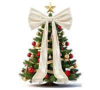 Christmas Tree Velvet Bows 6ft Giant Aesthetic | Christmas Tree Bows Decorative Tree Topper for Indoor Outdoor Home Living Room Bedroom Front Door Country House White +