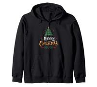 Christmas Tree Vintage Retro Christmas Merry Christmas Zip Hoodie