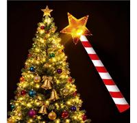 Christmas Tree Wand, Magical Christmas Light Wand, Red & White Striped Star Glowing Wand with Remote Control, Christmas Tree Decorations (Star)