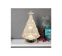 Christmas Tree Water Spinner 23cm - White Light-Up Glitter Effect for Sparkling Christmas Decor (Batteries Not Included, 3x AAA)
