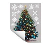 Christmas Tree Window Stickers - Removed Double-Side Window Cling with Snowflake and Tree - Christmas Decorations for Shop Glass Door Party