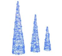 Christmas Tree with 90 LEDs, 3 Pieces, Blue, 20 x 20 x 80 cm, Acrylic, Modern Christmas Decoration for Living Room and Advent, USB Powered, Durable and Weather Resistant