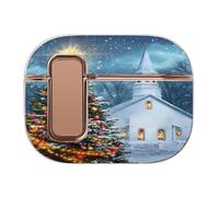 Christmas Tree with Church Funny Headphone Cases Compatible with AirPods Pro 2 Hard PC Protective Cover with Secure Buckle