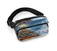 Christmas Tree with Church Money Belts Travel Fanny Pack with Adjustable Buckle Fashion Waist Packs for Women Men
