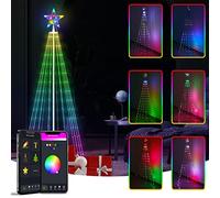 Christmas Tree with Custom Display, Smart APP Controlled DIY 1.8M Cone Light Up Colour Changing 255LEDs, Music Dimmable Star Topper Mains Powered Waterproof for Indoor Outdoor Party Home Decorations