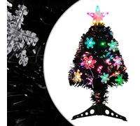Christmas Tree with LED Snowflakes Black 64 cm Fibre Optic Berkfield Home Black One Size