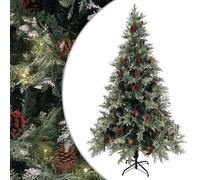 Christmas Tree with LEDs&Pine Cones Green&White PVC&PE Multi Sizes vidaXL