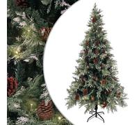 Christmas Tree with LEDs&Pine Cones Green&White PVC&PE Multi Sizes vidaXL