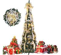 Christmas Tree with Pre-Installed Lights, Folding Design, Fully Decorated for Easy Setup, Perfect Holiday Décor, 4/5/6/7ft