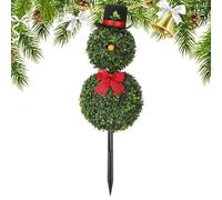 Christmas Tree with Snowman, 79 cm Potted Tree - Snowman with Red and Hat | Porch Home Workplace Apartment Garden Yard Living Room