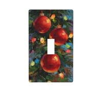 Christmas Tree with Three Red Ornaments Light Switch Cover Decorative Single Toggle 1 Gang Wall Plate for Kitchen Farmhouse Bedroom Bathroom Art Decor